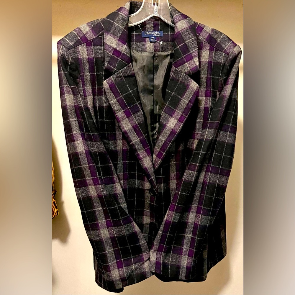 Chadwicks of Boston Women’s Purple/Black/Gray Plaid Jacket